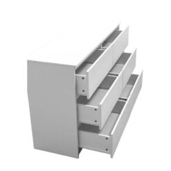 Bragg Pisa Chest of Drawers, White 3 Drawers Open