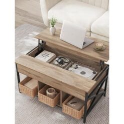Bragg Windhoek Lift Top Coffee Table, Greige Open