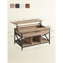 Bragg Windhoek Lift Top Coffee Table, Greige Dimensions