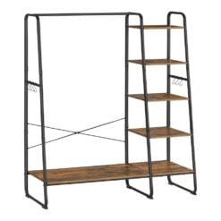 Bragg Capri 5-Tier Clothes Storage Rack with Rail, Brown