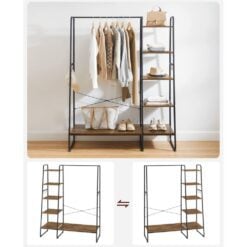Bragg Capri 5-Tier Clothes Storage Rack with Rail, Brown