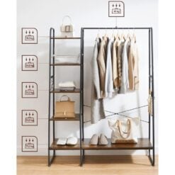 Bragg Capri 5-Tier Clothes Storage Rack with Rail, Brown Weight