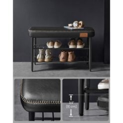 Vasagle 3-Tier Shoe Rack Storage Organiser Bench, Black