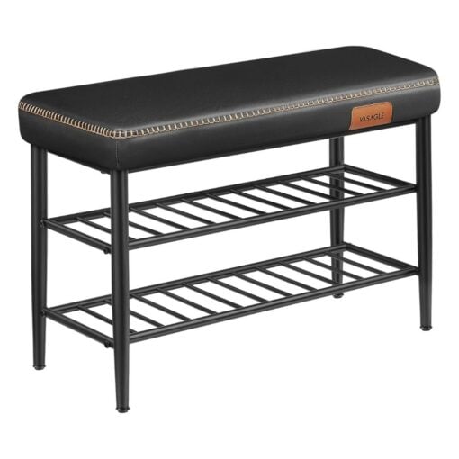 Vasagle 3-Tier Shoe Rack Storage Organiser Bench, Black