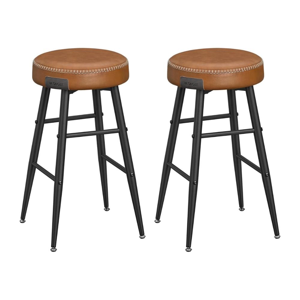 Vasagle Kitchen Bar Stool Chair, Set of 2, Brown