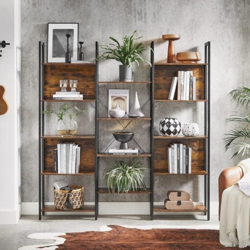 Bragg Luanda Storage Bookcase Shelf, 14 Shelves, Brown