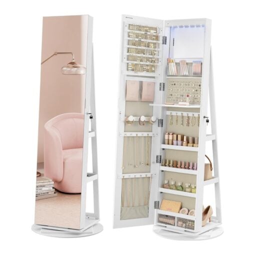 Songmics Full-Length Mirror Jewelry Organiser Cabinet, White