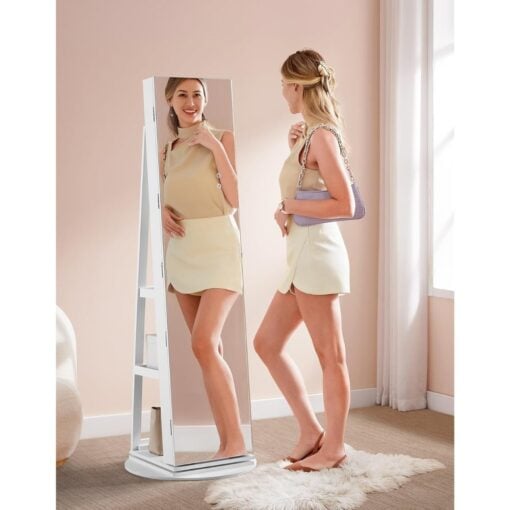 Songmics Full-Length Mirror Jewelry Organiser Cabinet, White Mirror