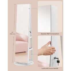 Songmics Full-Length Mirror Jewelry Organiser Cabinet, White