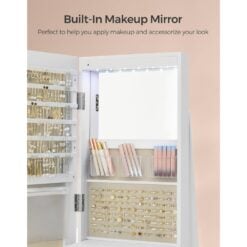 Songmics Full-Length Mirror Jewelry Organiser Cabinet, White LED Lights