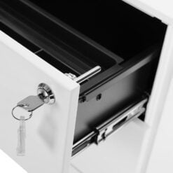 Songmics Rolling Filing Storage Cabinet with 3 Drawers, White with Key