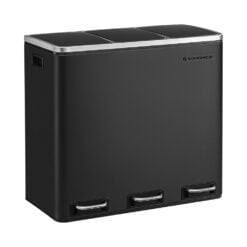 Songmics Triple Compartment Pedal Trash Bin with Bags, Black