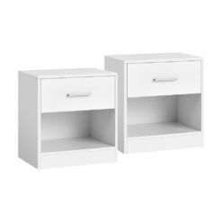 Bragg Arusha Bedside End Table with Drawer, Set of 2, White