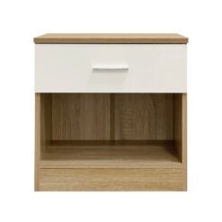 Bragg Astana Bedside Table Side Table, Oak White Front View
