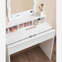 Bragg Derby Vanity Make-Up Dressing Table with Mirror, White Tabletop