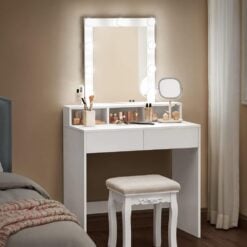 Bragg Derby Vanity Make-Up Dressing Table with Mirror, White