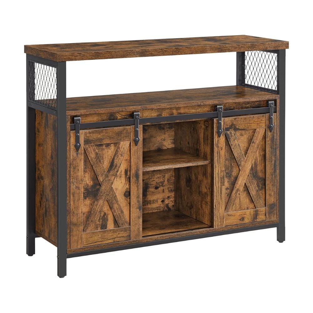 Bragg Fresno Sideboard Storage Cabinet with 2 Sliding Barn Doors