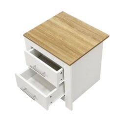Bragg Minsk Bedside Table Side Table, Oak White Above
