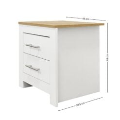 Bragg Minsk Bedside Table Side Table, Oak White Dimensions