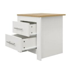 Bragg Minsk Bedside Table Side Table, Oak White Drawers Open