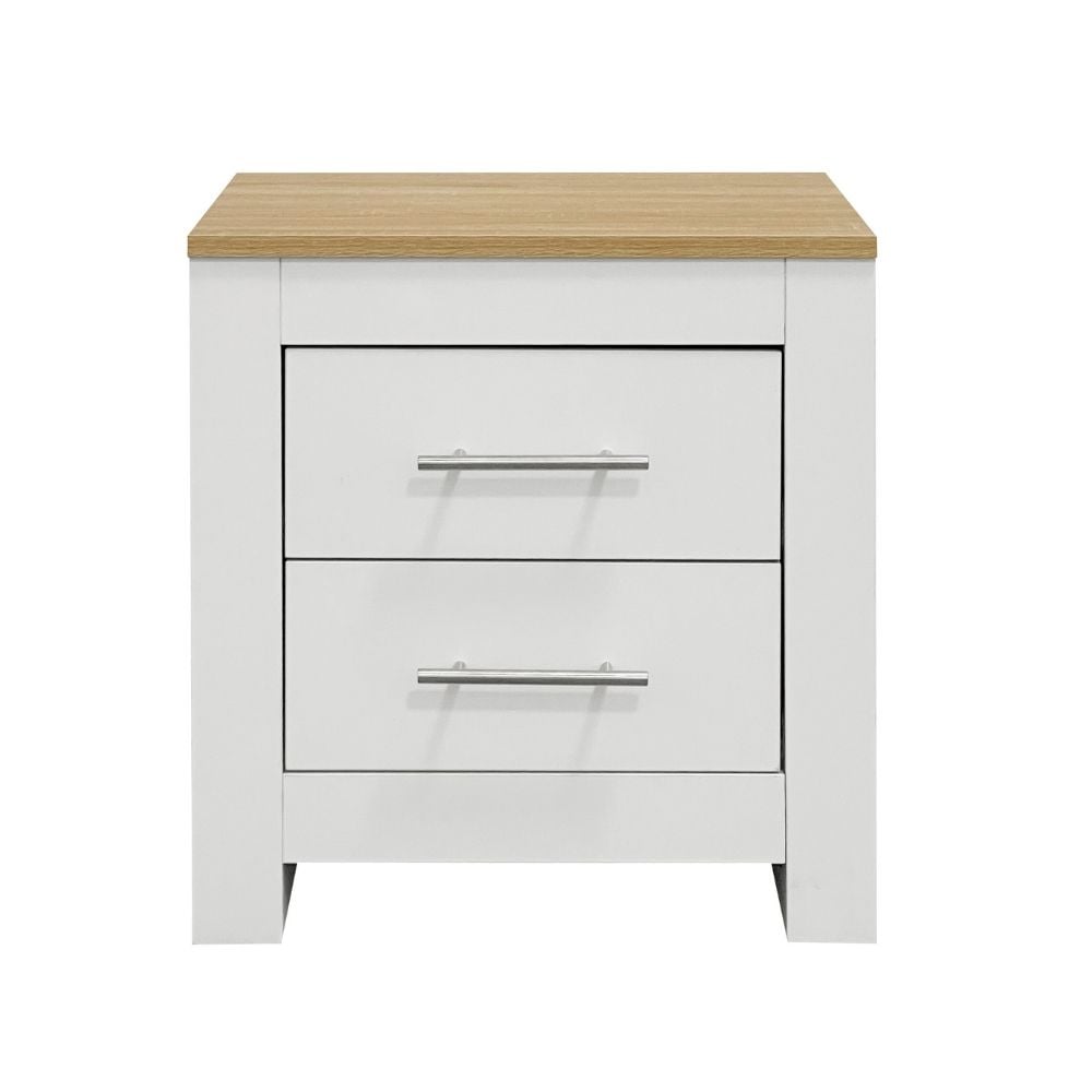 Bragg Minsk Bedside Table Side Table, Oak White Front