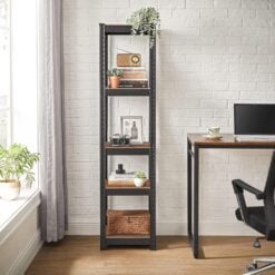 Songmics Industrial Adjustable Storage Unit Shelves, Brown Office