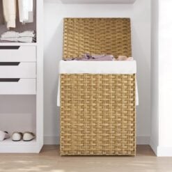 Songmics Woven Storage Laundry Basket with Lid, Natural Lifestyle