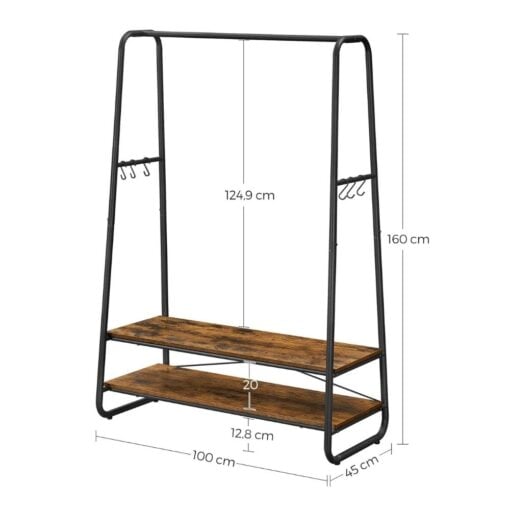 Bragg Kampala Clothes Storage Rack and Rail with 2 Shelves Dimensions