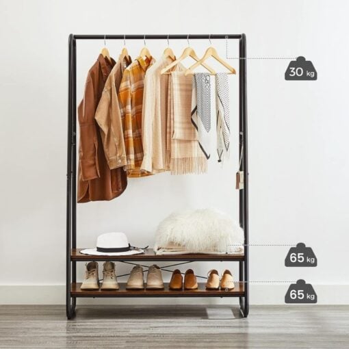 Bragg Kampala Clothes Storage Rack and Rail with 2 Shelves Weights