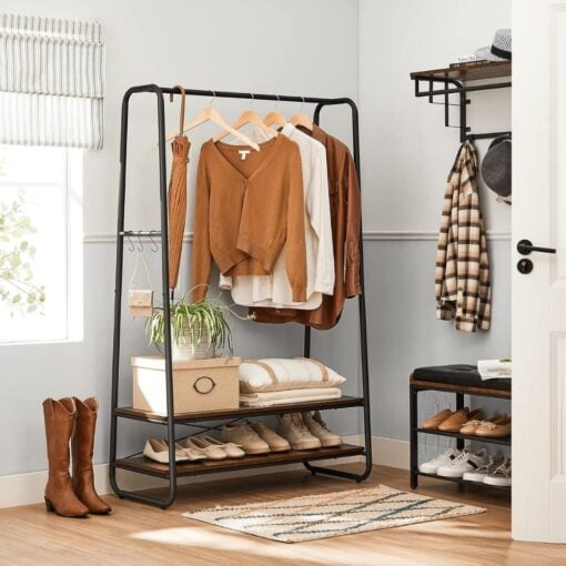 Bragg Kampala Clothes Storage Rack and Rail with 2 Shelves