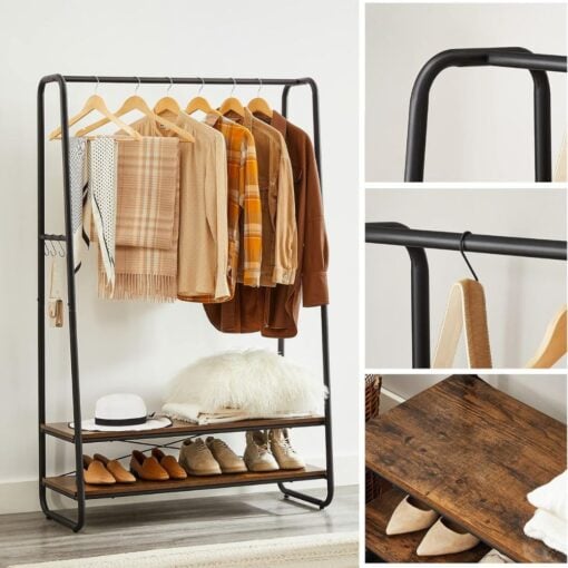 Bragg Kampala Clothes Storage Rack and Rail with 2 Shelves