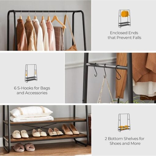Bragg Kampala Clothes Storage Rack and Rail with 2 Shelves