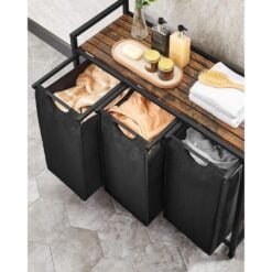 Bragg Kingston Laundry Basket with Three Removable Bags, Brown/Black