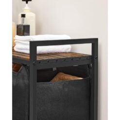 Bragg Kingston Laundry Basket with Three Removable Bags, Brown/Black Side View