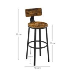 Bragg Mumbai Kitchen Bar Stool with Backrest, Set of 2 Dimensions
