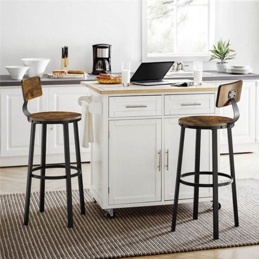 Bragg Mumbai Kitchen Bar Stool with Backrest, Set of 2