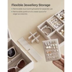 Songmics 2-Layer Jewellery Box Organiser with Removable Tray Storage