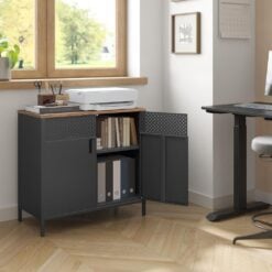 Songmics Metal Storage Cabinet Sideboard with Double Doors Office