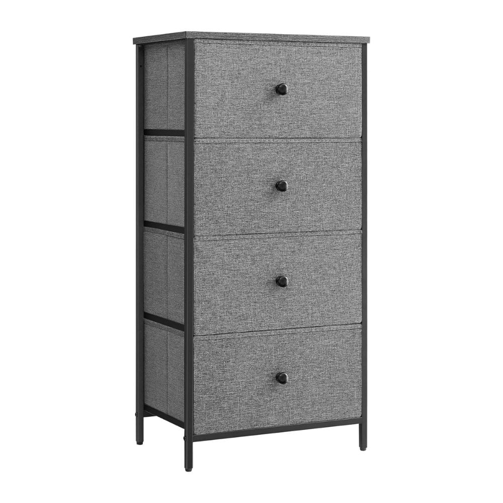 Songmics Chest of Drawers Dresser with 4 Fabric Drawers, Grey
