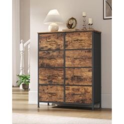 Songmics Chest of Drawers Storage Dresser, 8 Fabric Drawers, Brown Hallway