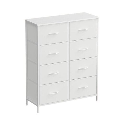 Songmics Chest of Drawers Storage Dresser, 8 Fabric Drawers, White