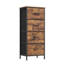 Songmics Chest of Drawers Storage Organiser, 4 Fabric Drawers, Brown