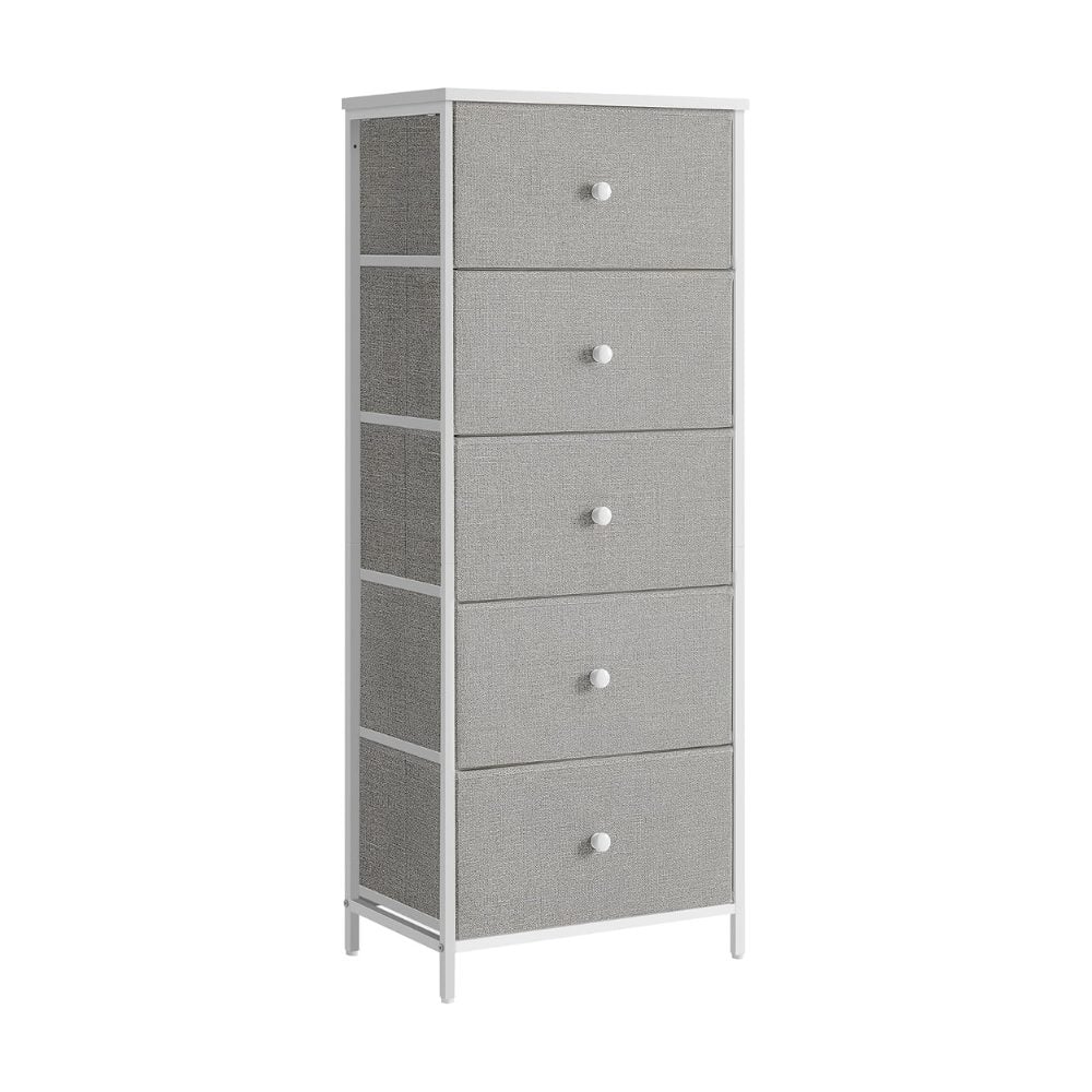 Songmics Chest of Drawers Storage with 5 Fabric Drawers, Light Grey