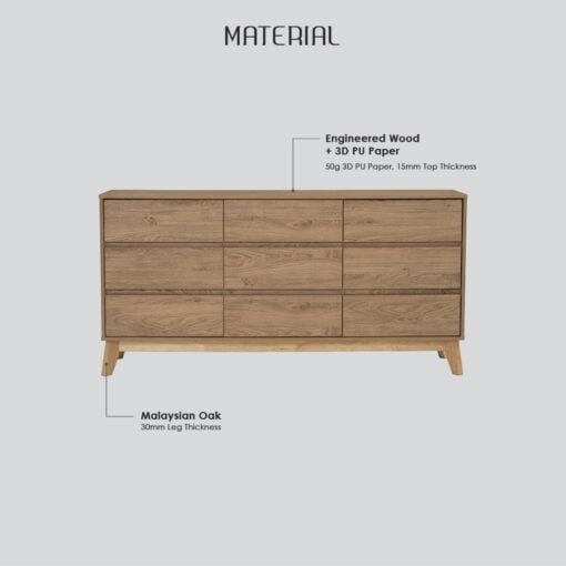 Bragg Hirado Chest of Drawers 9 Drawers Material