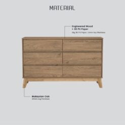 Bragg Hirado Chest of Drawers, 6 Drawers Materials