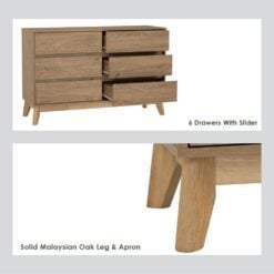 Bragg Hirado Chest of Drawers, 6 Drawers Open Drawers and Legs