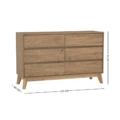 Bragg Hirado Chest of Drawers, 6 Drawers Dimensions