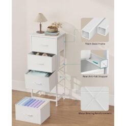 Songmics Chest of Drawers Storage Organiser, 4 Fabric Drawers, White Features