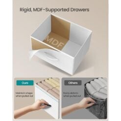 Songmics Chest of Drawers Storage Organiser, 4 Fabric Drawers, White Drawers