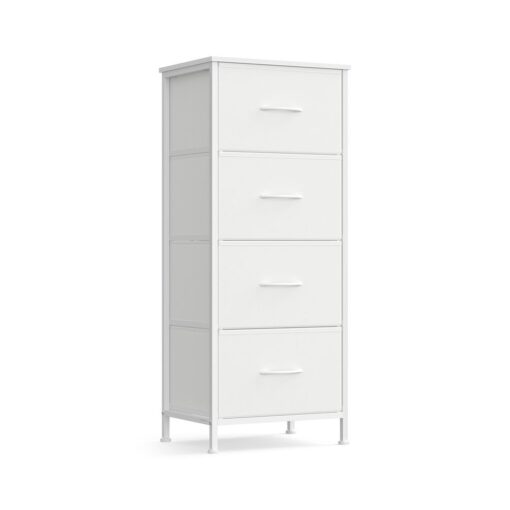 Songmics Chest of Drawers Storage Organiser, 4 Fabric Drawers, White